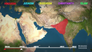 An animated map to show the spread of 5 major world religions  