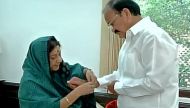 Rakhi binds Sushma Swaraj and Venkaiah Naidu on Raksha Bandhan 