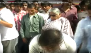 Video: MP Minister Kusum Mehdele kicking a boy for begging 