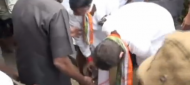 Congress sycophancy? Ex Union Minister holds slippers for Rahul Gandhi in Puducherry 
