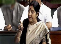 Opposition protests drown Sushma Swaraj's statement in Rajya Sabha 