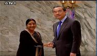 Sushma Swaraj raises issue of China's veto to ban Masood Azhar, as she meets Chinese counterpart Wang Yi 