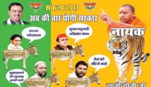 UP poster wars: Yogi Adityanath rides a tiger, opposition leaders ride donkeys 