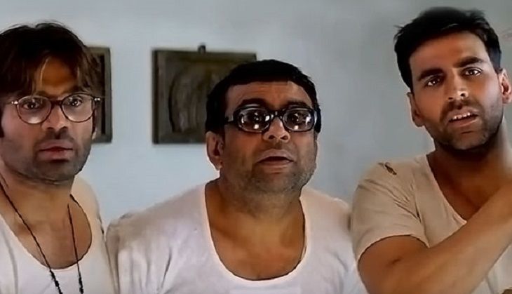 Suniel Shetty, Paresh Rawal and Akshay Kumar in a still from Hera Pheri
