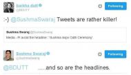 Sushma Swaraj's reply to Barkha Dutt today proves that her Twitter game is truly flawless 