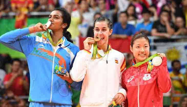 PV Sindhu podium