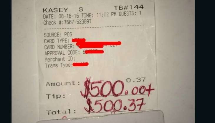 bill - 500 dollar tip