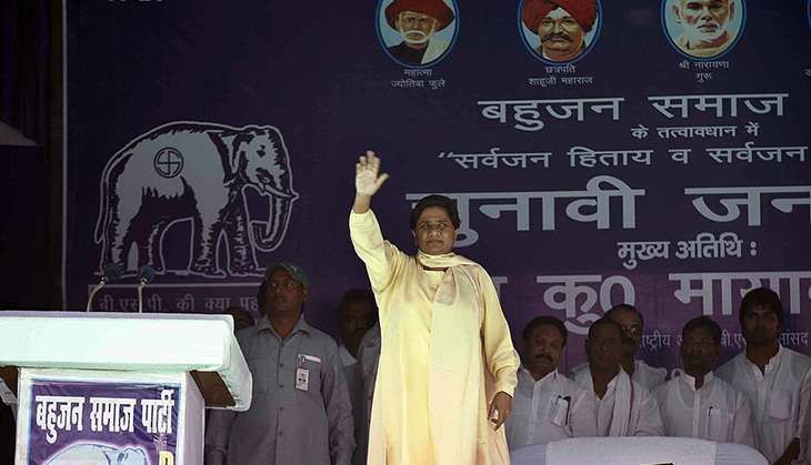 BSP chief Mayawati during an election campaign rally, on 9 May 2014 in Varanasi, India. Mayawati emphasised that her Bahujan Samaj Party will not support a Narendra Modi-led government at the Centre