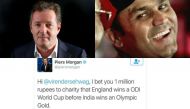 Piers Morgan's bet backfires, Virendra Sehwag & Twitter want him to pay up 