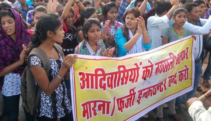 Adivasis protest against Bastar IG Kalluri