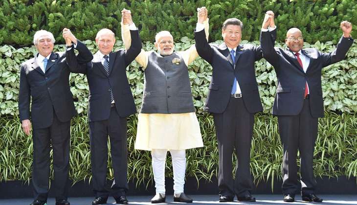 BRICS leaders at the end of the Goa Summit on Sund