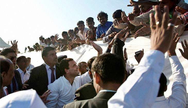 Rahul Gandhi at a rally in Mehsana, Gujarat