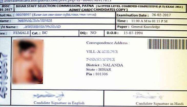 BSSC puts image of topless actress on student's admit card