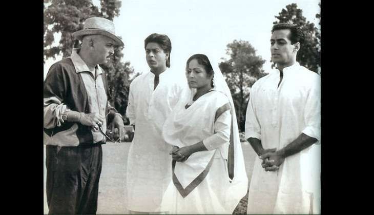 Salman Khan and Shah Rukh Khan on sets of Karan Arjun