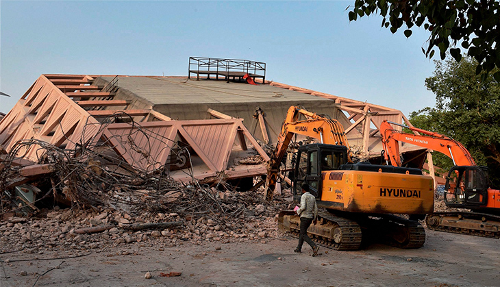 Once a marquee of modern India, now the Hall of Nations lies in rubble