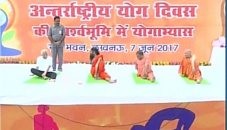 Adityanath practices yoga with Baba Ramdev ahead of International Yoga Day