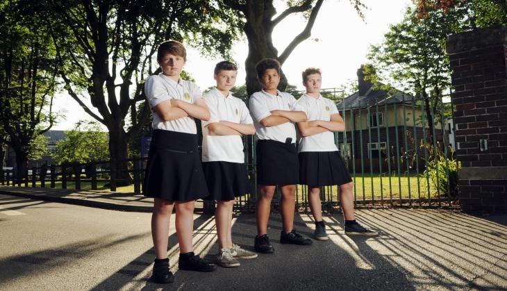 boy wearing skirt