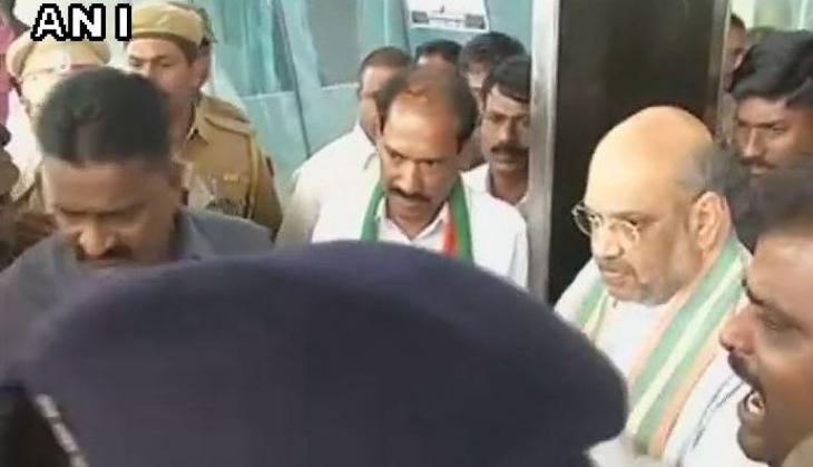 BJP President Amit Shah arrives in Puducherry