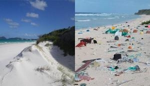 Pristine paradise to rubbish dump: the same Pacific island, 23 years apart