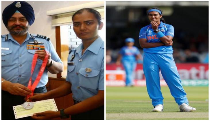 IAF Chief felicitates Indian cricketer Shikha Pandey