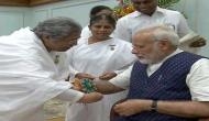 Widows from Vrindavan, students tie PM Modi rakhi in Delhi