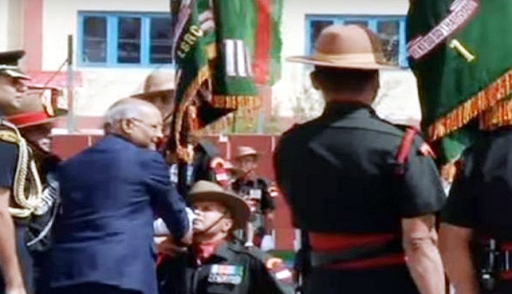 President Kovind presents colours to Ladakh Scouts regiment