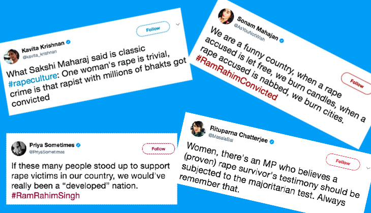 Indian women on Twitter highlight the ridiculous rape culture in Ram Rahim case