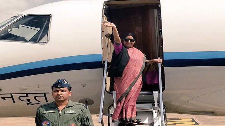 Sushma Swaraj heads back home after four-nation visit