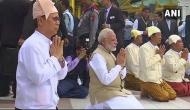 Prime Minister Modi signs guest book at Shwedagon Pagoda in Yangon