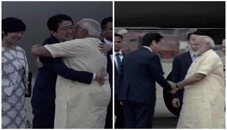 PM Modi receives Japanese counterpart Shinzo Abe at Ahmedabad