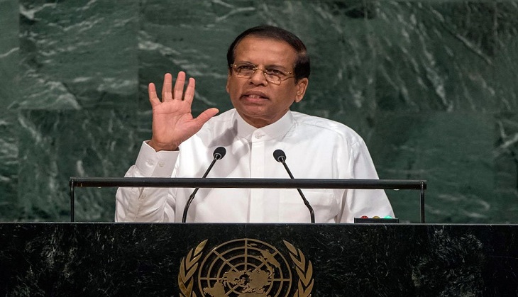 Sri Lankan President Maithripala Sirisena arrives in Tirumala