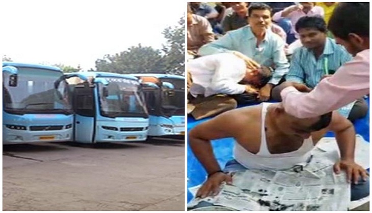 MSRTC strike: Staff members tonsure head in protest