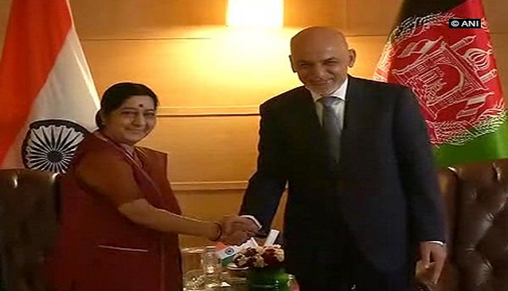 External Affairs Minister Sushma Swaraj calls on Afghan President Ashraf Ghani