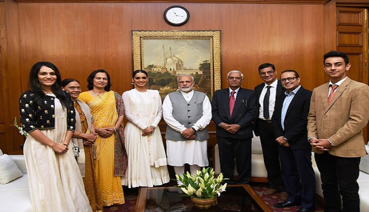Miss World Manushi Chhillar meets PM Narendra Modi