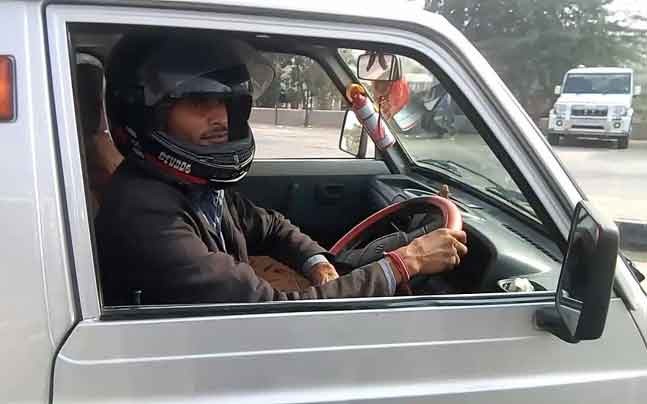 Driving a car in Bharatpur? Wear a helmet!