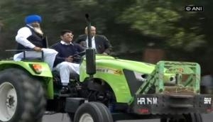 Winter Session: MP Dushyant Chautala rides tractor to Parliament