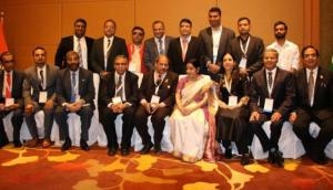 Sushma Swaraj meets Indian diaspora in Singapore