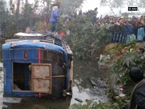 Seven killed, 20 injured after bus slips off road in West Bengal