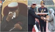 Emotional moment: President Ram Nath Kovind gets emotional when martyr JP Nirala's wife receives Ashok Chakra