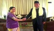 Sushma Swaraj calls on Pushpa Kamal Dahal