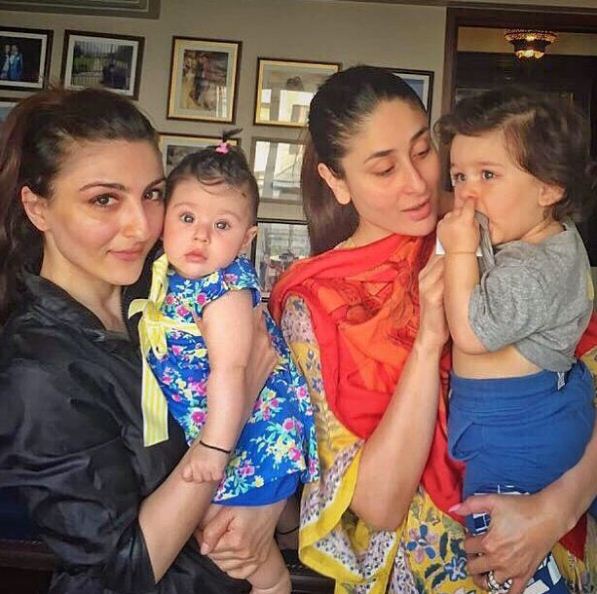 Cuteness overloaded: Cousins Inaaya and Taimur carpooling with mommies