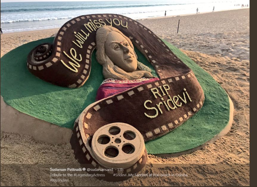 In Pics: Sudarsan Pattnaik and Manas Sahoo pay tribute to Sridevi through their sand arts