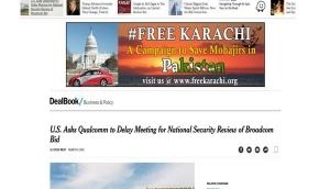 'FreeKarachi' campaign ads appear on United States Newspaper