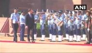 French President Macron inspects guard of honour