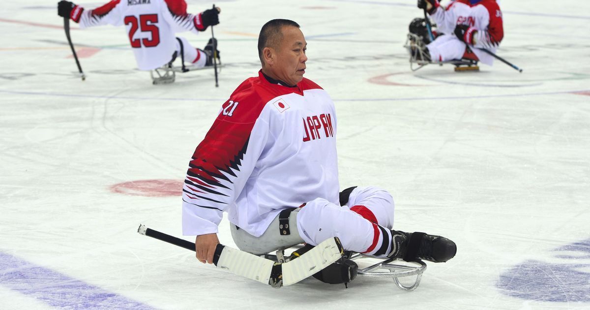 Winter Paralympics: Shinobu Fukushima, 61 goaltender for Japan plays ice hockey 