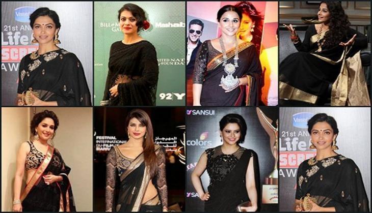 celebs in black saree