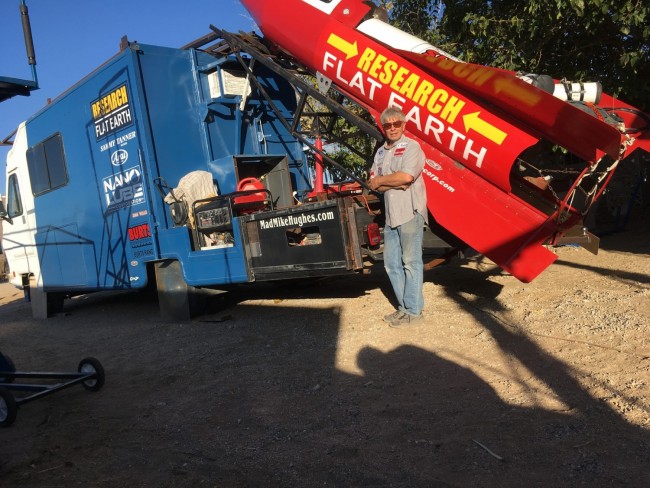 Daredevil scientist Mike Hughes launches himself into sky to prove Earth is flat