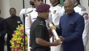 What a coincidence! MS Dhoni on cloud nine as he receives Padma Bhushan on this big occasion; See video