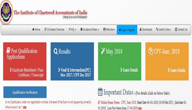 ICAI CPT 2018: Good news! Online registration process starts; apply till this date