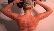 How women once got naked and wrote poem on their back to raise awareness about PTSD to support their husband